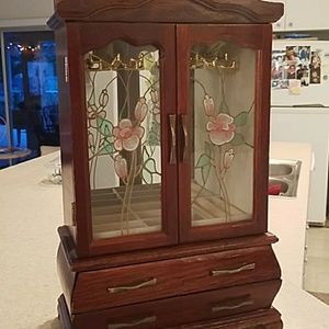Wooden stained glass jewelry box